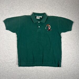 Acme Clothing Polo Shirt Mens Medium Green Looney Tunes Taz Golf Vintage 1991